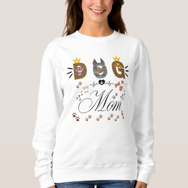 Dog Mom Leopard Print Paw Design/Leopard Dog Mom Sweatshirt (Vorderseite)