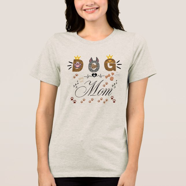Dog Mom Leopard Print Paw Design/Leopard Dog Mom Tri-Blend Shirt (Vorderseite)
