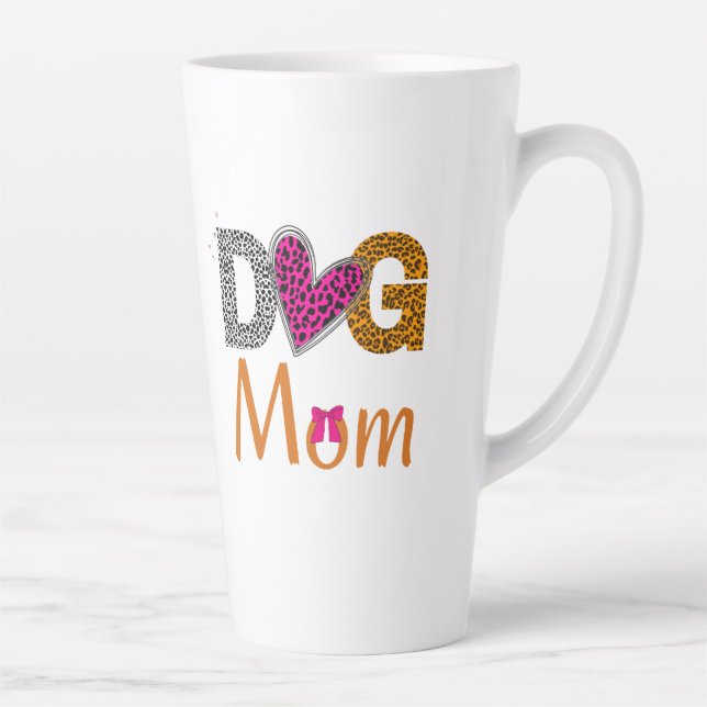 Dog Mom Leopard Print/Trending Dog  Lover Gift Milchtasse (Rechts)