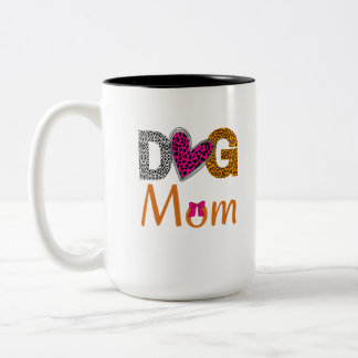 Dog Mom Leopard Print/Trending Dog  Lover Gift Zweifarbige Tasse