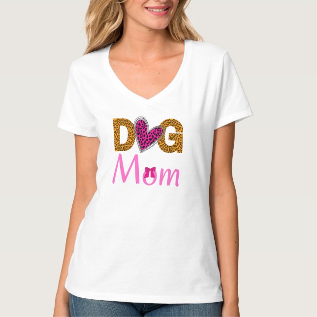 Dog Mom Leopard Print/Trending Dog Lover T-Shirt (Vorderseite)