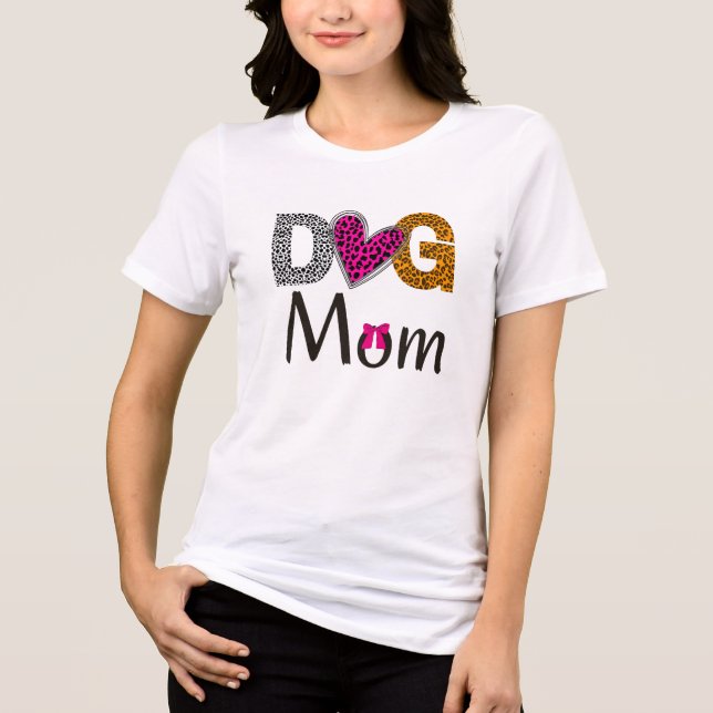 Dog Mom Leopard  Print/Trending Dog Lover Tri-Blend Shirt (Vorderseite)