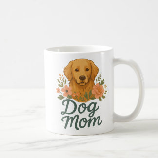 Dog Mom Mug – Golden Retriever Floral Design – Cut Kaffeetasse