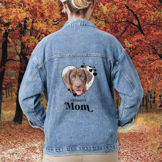 Dog MOM Personalized Heart Dog Lover Pet Foto Jeansjacke (Von Creator hochgeladen)