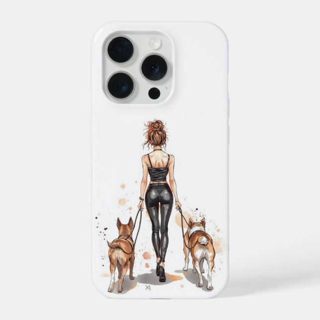 Dog Mom Phone Case | Girl Boss Dog Walker Fashion  iPhone Hülle (Rückseite)