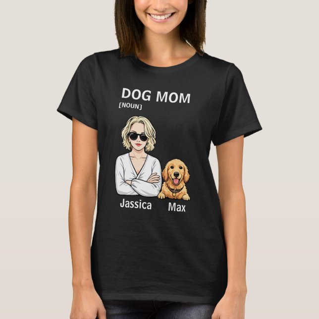 Dog Mom Portrait With Golden Retriever Art T-Shirt (Vorderseite)