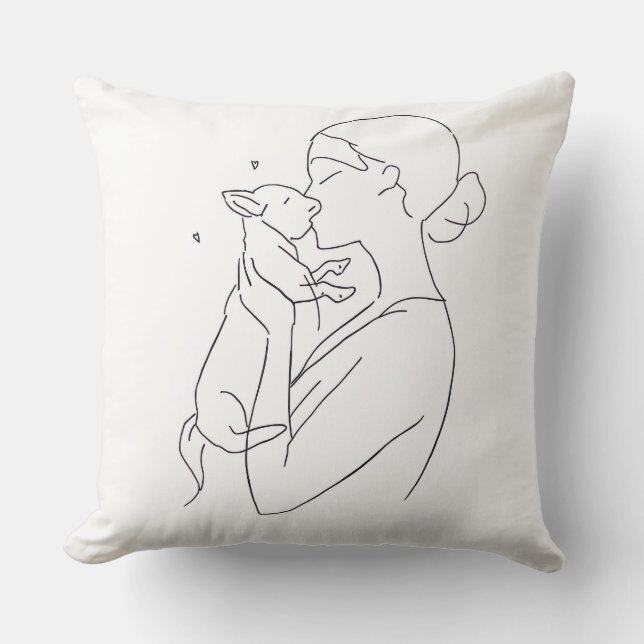 Dog Mom Throw Pillow Minimalist Pet Lover Home Kissen (Vorderseite)