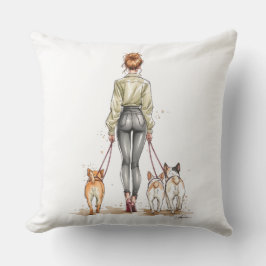 Dog Mom Throw Pillow | Stylish Dog Walker Fashion Kissen