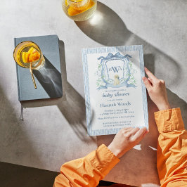 Dog Monogram Wappen Babydusche Einladung