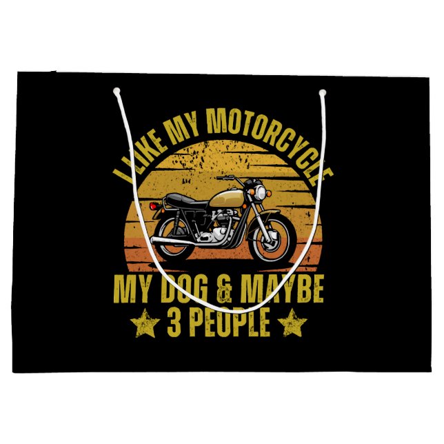 Dog Motorrad Große Geschenktüte (Rückseite)