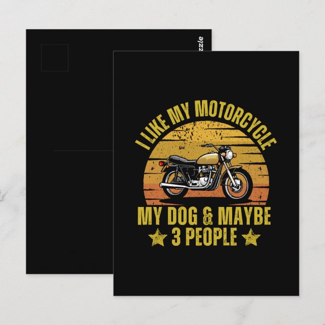 Dog Motorrad Postkarte (Vorne/Hinten)