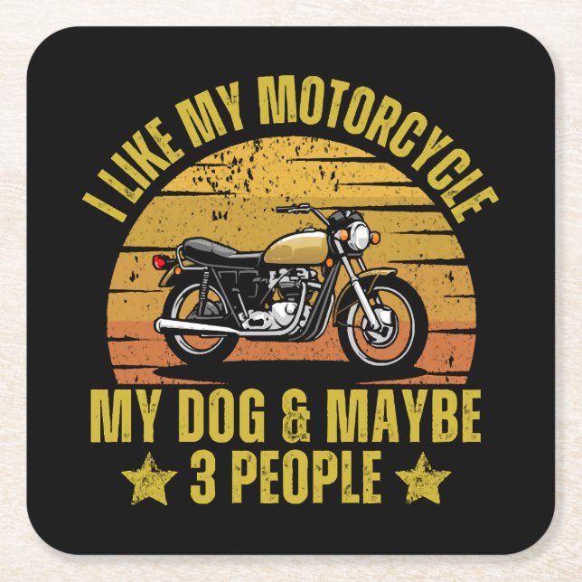 Dog Motorrad Rechteckiger Pappuntersetzer (Vorderseite)