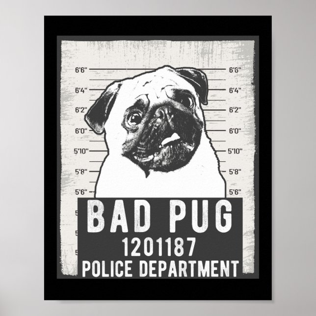 Dog Mug Shot Criminal Pug Poster (Vorne)