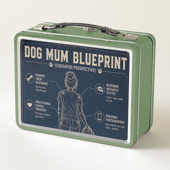 Dog Mum Cockapoo Blueprint Lunch Box (Rückseite)
