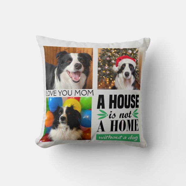 Dog mum drei Foto individuelle Collage & Hundekozi Kissen (Vorderseite)