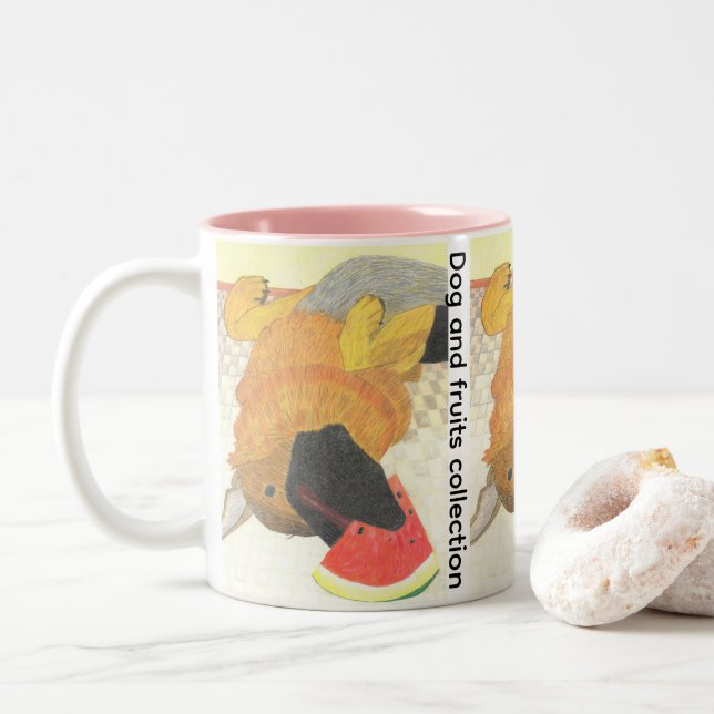 Dog-Mund und Wassermelone Zwei-Tone-Tasse Zweifarbige Tasse (Mit Donut)