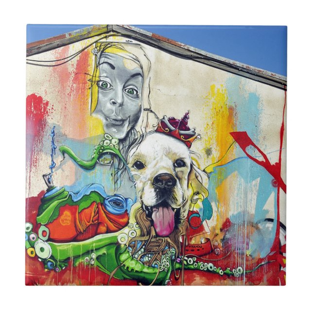 Dog Mural Graffiti Fliese (Vorderseite)