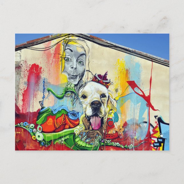 Dog Mural Graffiti Postkarte (Vorderseite)