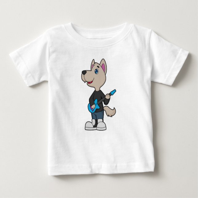Dog Musician Gitarre Baby T-shirt (Vorderseite)