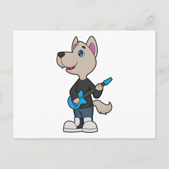 Dog Musician Gitarre Postkarte (Vorderseite)