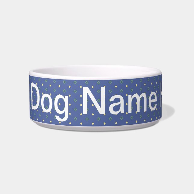 Dog Name Blue Quilt Bowl hinzufügen Napf (Vorderseite)