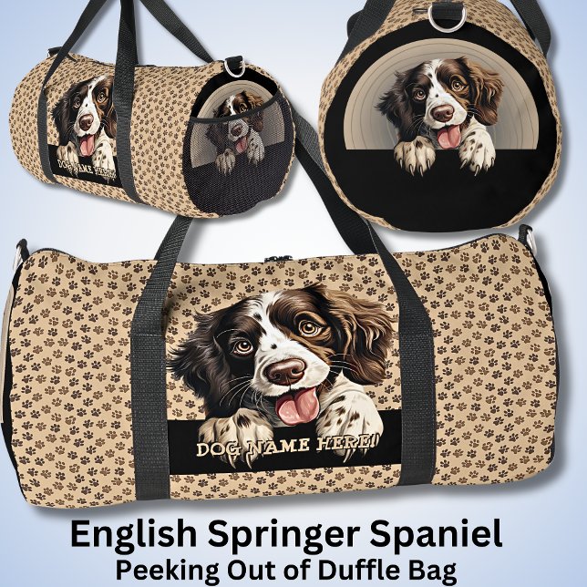 Dog Name Ihr Name, Englisch Springer Spaniel Duffle Bag (Von Creator hochgeladen)
