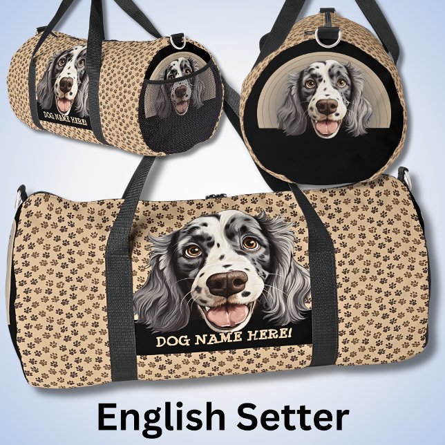 Dog-Name oder Ihr Name, englischer Setter hinzufüg Duffle Bag (Von Creator hochgeladen)
