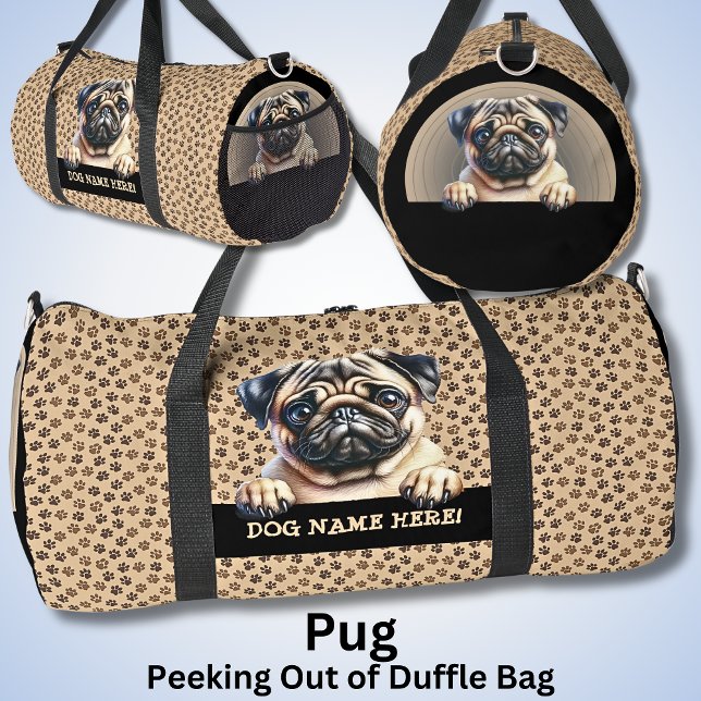 Dog-Name oder Ihr Name, Mops hinzufügen Duffle Bag (Von Creator hochgeladen)