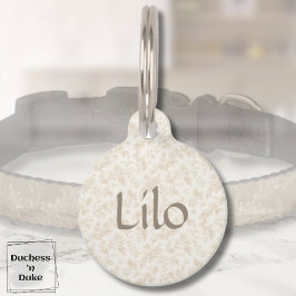 Dog Name Tag - Ivory Botanical, Personalized Haustiermarke