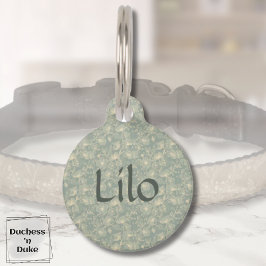 Dog Name Tag - Sage Green Botanical, Personalized Haustiermarke