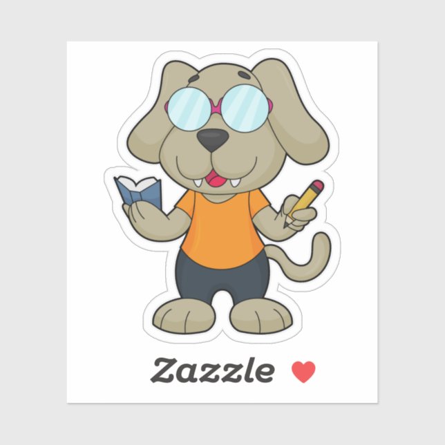 Dog Nerd Book Glasses Aufkleber (Blatt)