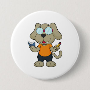 Dog Nerd Book Glasses Button