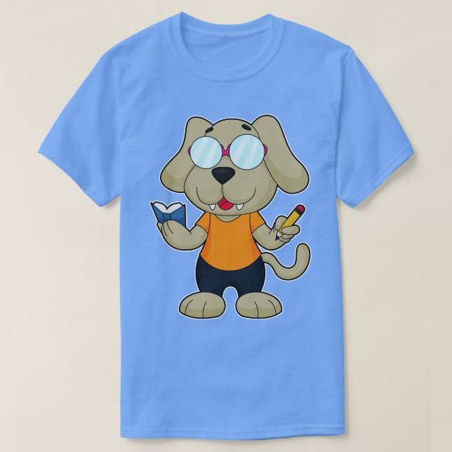 Dog Nerd Book Glasses T-Shirt (Design vorne)