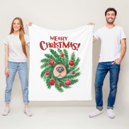 Dog Nose Frohe Weihnachtsfeier Fleecedecke