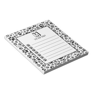 Dog Notepad Schwarz und Weiß Polka Dot Notepad Notizblock