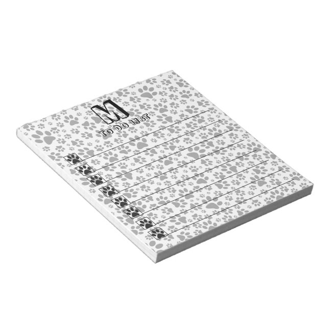 Dog Notepad Schwarz und Weiß Polka Dot Notepad Notizblock (angewinkelt)