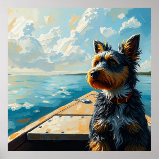 Dog on a boat poster