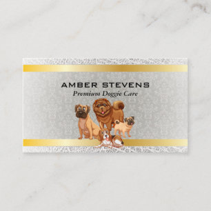 Dog Pack Tierdienste Gold Damask Muster Visitenkarte