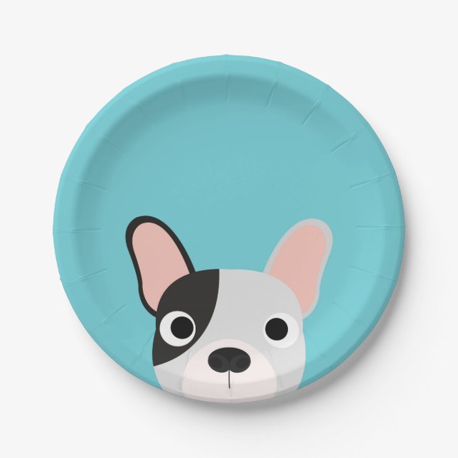 Dog Party Turquoise Bulldog Dinner Paper Plates Pappteller (Vorderseite)