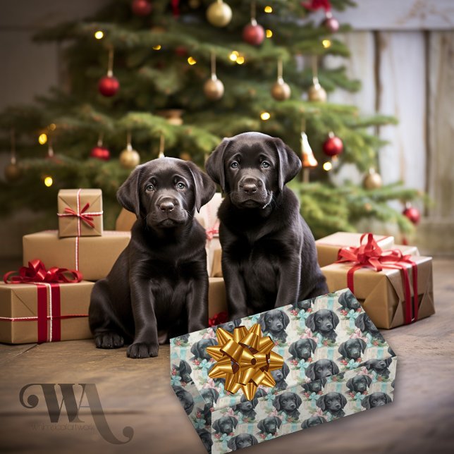 Dog Pastel Holiday Black Lab Geschenkpapier (Von Creator hochgeladen)
