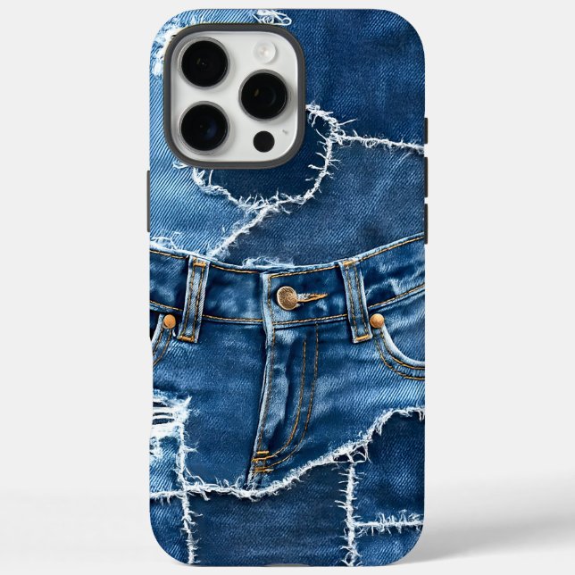 Dog Patchwork Art Denim Case-Mate iPhone Hülle (Rückseite)