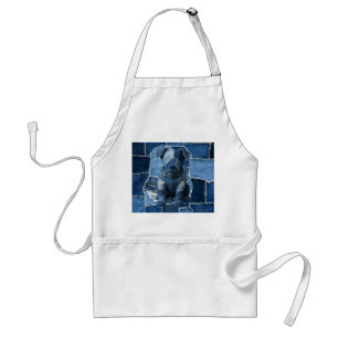 Dog Patchwork Art Denim Schürze