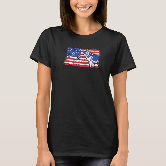 Dog Patriotic German Shepherd American Flag   T-Shirt (Vorderseite)