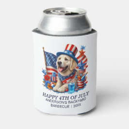 Dog Patriotic Top Hat Red White Blue Stars Streife Dosenkühler