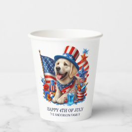 Dog Patriotic Top Hat Red White Blue Stars Streife Pappbecher