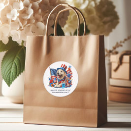 Dog Patriotic Top Hat Red White Blue Stars Streife Runder Aufkleber