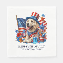 Dog Patriotic Top Hat Red White Blue Stars Streife Serviette