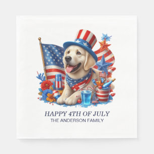 Dog Patriotic Top Hat Red White Blue Stars Streife Serviette