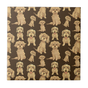 Dog Pattern Brown labradoodle goldendoodle Fliese