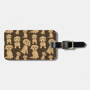 Dog Pattern Brown labradoodle goldendoodle Gepäckanhänger